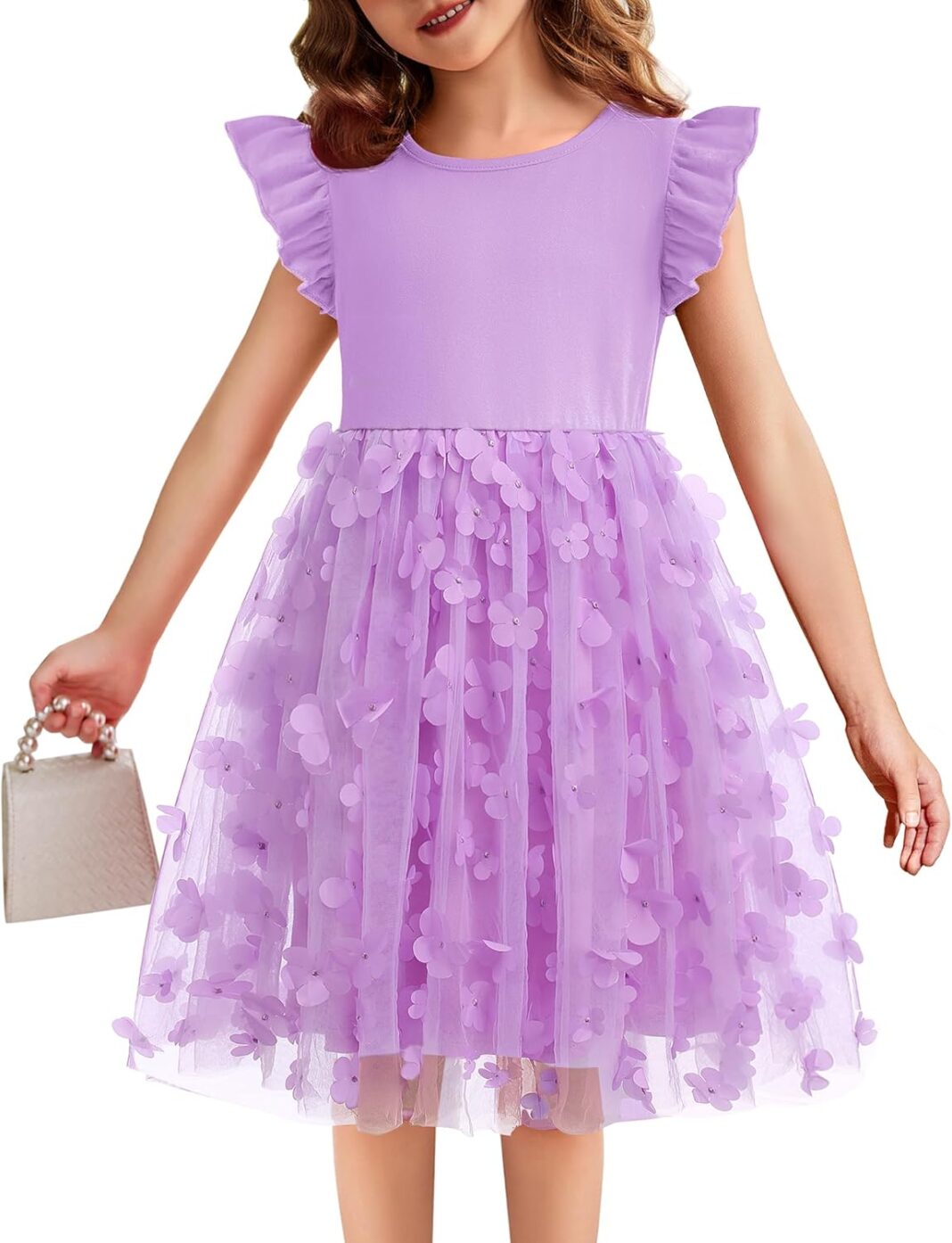 Flypigs Toddler Tutu Dress Girls Ruffle Tulle Dresses Cute Summer Party Princess Sundress for 2-7Y