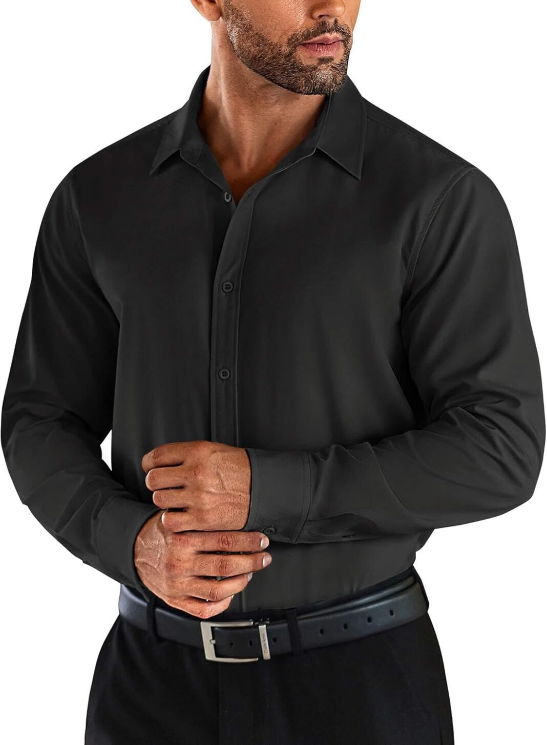 COOFANDY Men’s Business Dress Shirts Wrinkle Free Long Sleeve Regular Fit Dress Shirt Textured Casual Button Down Shirts