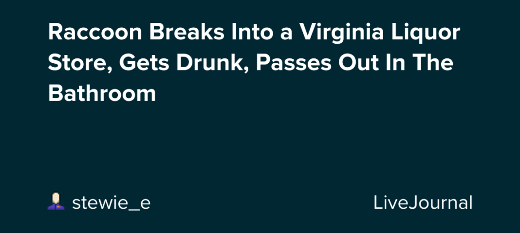 Raccoon Breaks Into a Virginia Liquor Store, Gets Drunk, Passes Out In The Bathroom: ohnotheydidnt — LiveJournal