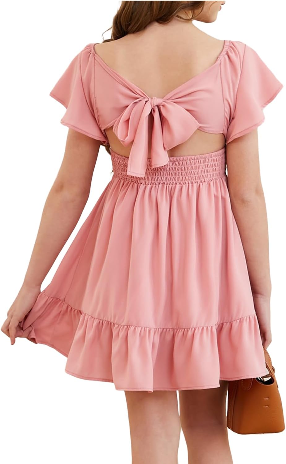 DOKOTOO KIDS Girls Elegant Ruffle Back Tie Dress Size 4-15 Years Old
