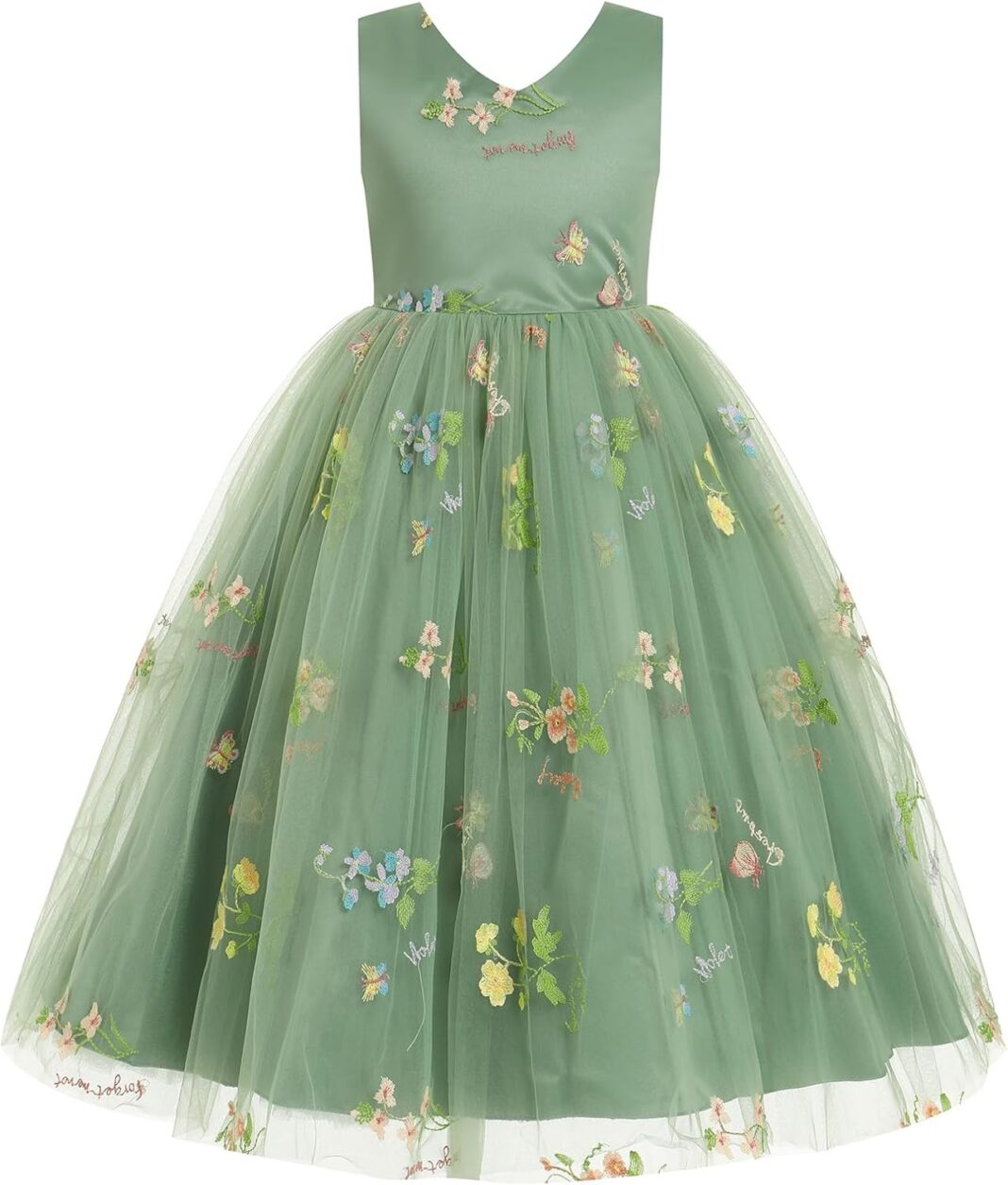 IBTOM CASTLE Flower Girls Tutu Dress Kids Embroidered Wedding Bridesmaid Dress Girl Pirncess Birthday Party Dress Ball Gown