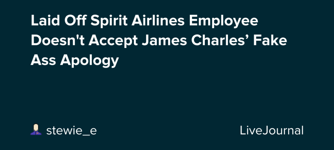 Laid Off Spirit Airlines Employee Doesn’t Accept James Charles’ Fake Ass Apology : ohnotheydidnt — LiveJournal