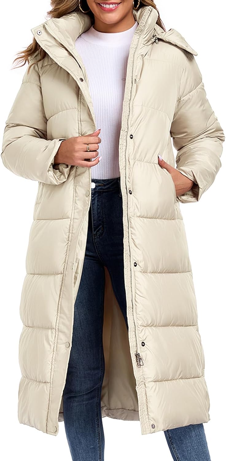 Womens Thickened Down Jackets Oversized Long Puffer Coat Hooded Parka Winter Jacket